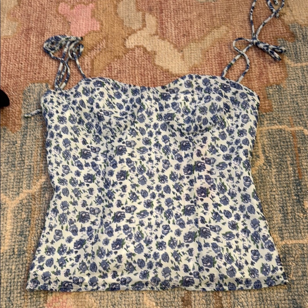 Floral Blue and White top from beginning boutique